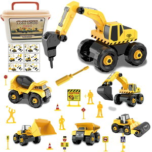 車おもちゃ DIY 組み立て 工事車両 6台 セット 男の子 誕生日のプレゼント 贈り物 クリスマス 子供 工事現場 大工さんおもちゃ