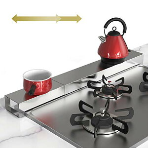 伸縮型 コンロ奥 排気口カバー 幅44~80 ステンレス 厚め ラック 調味料ラック HL ヘアライン ビルトイン ガス・IHコンロ 対応 幅44~80