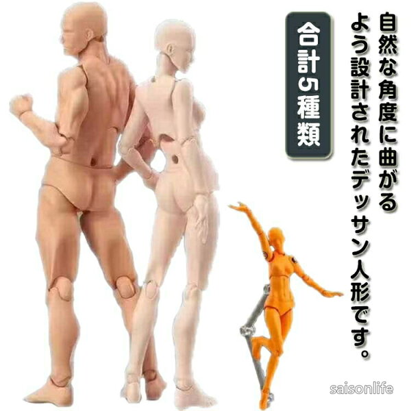 【送料無料】デッサン人形 ドールタイプ 男女兼用 スタンド付き イラスト 漫画 作画練習用 フィギュア モデル デッサンモデル 可動