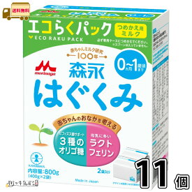 森永 はぐくみ エコらくパック つめかえ用 11箱 【送料無料】 （400g×22袋） 粉ミルク 新生児 0ヵ月〜1歳頃まで 常温保存 ローリングストック 防災 備蓄 森永乳業 一般製品 【森永斡旋品】