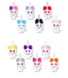 かわいい ネコ 猫 ぬいぐるみ マスコットフィギュア カバンにぶら下げられる ゴムひも付き キーホルダー かわいい リボン バッグ チャーム カラフルな12種セット