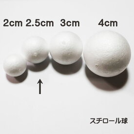 発泡スチロールボール(素ボール) 穴あき 球体 直径2.5cm(25mm) 4個入