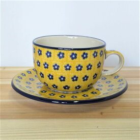 ポーランドから直輸入 コーヒーカップ&ソーサーB【018】黄青花