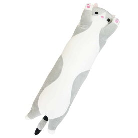 彩耀堂 【製品保証書付き】 ねこちゃん抱き枕 ねこ縫い包み ふわふわ もこもこ 柔らかい クッション ぬいぐるみ 添い寝 かわいい 洗える (90cm グレー)