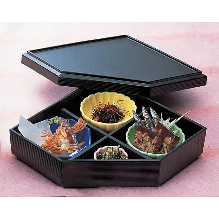 楽天市場】むすび松花堂 黒内黒 仕切付(4点パーツ付き) 小鉢 器 弁当 