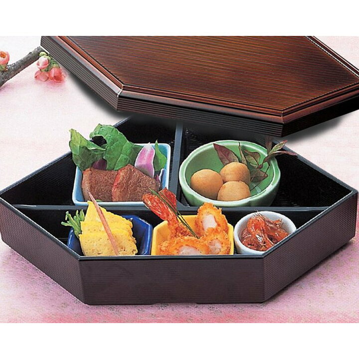 楽天市場】むすび松花堂 溜内黒 仕切付(5点パーツ付き) 小鉢 器 弁当箱  