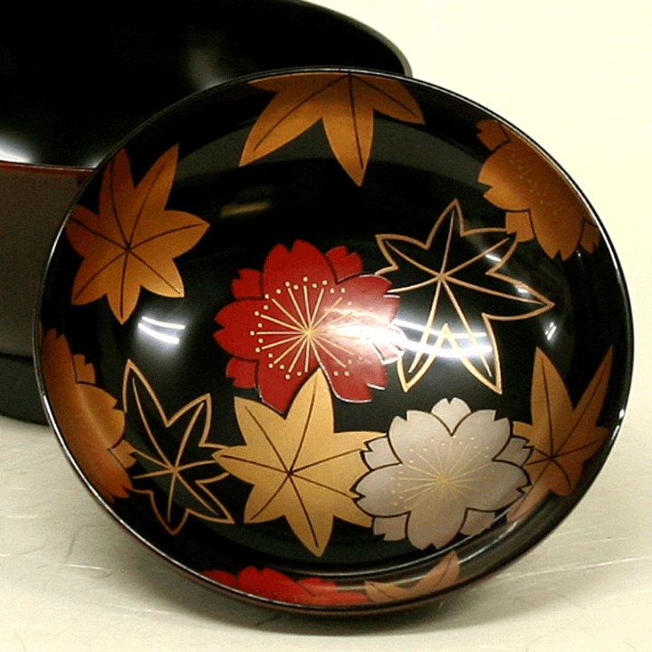 楽天市場】5寸煮物椀 溜内黒 春秋蒔絵 越前漆器 漆塗り 木粉入樹脂