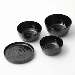 石川漆宝堂 挽目うつわ 4点セット 黒 根来 溜 漆器 漆椀 赤 朱 職人 工芸品 山中塗