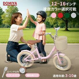 DOMIYA 子供自転車 子供用自転車 自転車 子供 子ども キッズバイク おしゃれ 可愛い 軽量 12インチ 14インチ 16インチ 18インチ キッズ自転車 補助輪付き スタンド付き 幼稚園 小学生 ピンク 贈り物 ギフト 1年保証