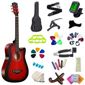 【500円クーポン配布中・お買い物マラソン期間限定】連続ランキング1位達成 DOMIYA アコースティックギターセット ギターセット ギター 初心者 16点セット 38インチ アコギ アコースティックギター フォークギター 入門 練習 学生 子ども 子供 おすすめ プレゼント ギフト