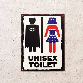 ブリキ看板 アンティーク プレート トイレット WC トイレ 標識 アメリカ雑貨 UNISEX TOILET