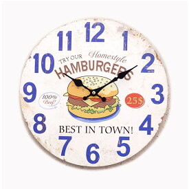掛時計 ハンバーガーショップ ハンバーガー アンティーク インテリア かけ時計 時計 ウォールクロック アメリカンクロック アメリカ雑貨 壁掛時計 壁掛け レトロ かっこいい 人気 おしゃれ Best HAMBURGER in Town
