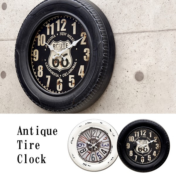 楽天市場】時計 掛時計 掛け時計 大きい タイヤ クロック ROUTE66