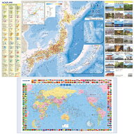 2026年度コイズミ　デスクマット日本地図 YDS-864MP裏面世界地図　両面クリア