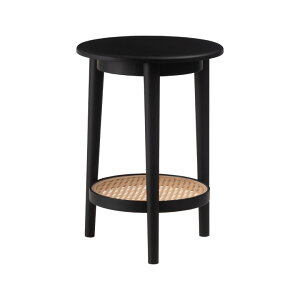 ラタン風 サイドテーブル テーブル サイドテーブル ラタン 二段 2段 丸 円 北欧 韓国インテリア シンプル ナチュラル 寝室 ソファーサイド ブラック 黒