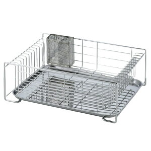 下村企販 水切りラック サポート台にもなる頑丈水切りバスケット 燕 三条 水切り バスケット ステンレス 作業台 キッチン 台所 皿 食器