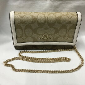 【中古】COACH チェーンショルダーバッグ パイソン クレア シグネチャー [jgg]