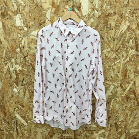 【中古】Paul Smith 長袖 プリントシャツ RABBIT うさぎ ホワイト Mサイズ 006LN[jgg]