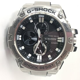 【中古】CASIO 腕時計 G-SHOCK タフソーラー クロノグラフ SS ブラック文字盤 GST-B100 [jgg]