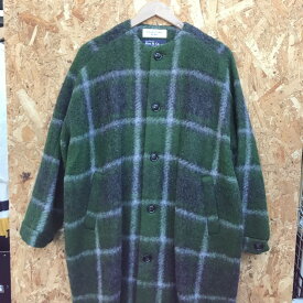 【中古】BEAMS BOY mac&co ノーカラーコート チェック レディース グリーン 表記サイズ：不明 [jgg]