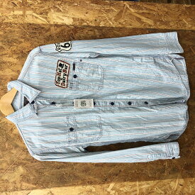 【中古】TOYS McCOY メンズ カスタムワークシャツ ブルー ストライプ 表記サイズ：15 [jgg]