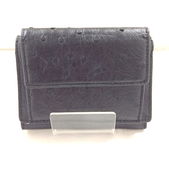 楽天市場】オーストリッチ 三つ折り財布 レザー ブラック [jgg]【中古 
