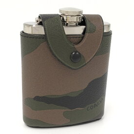 【中古】COACH Flask Camo スキットル レザー ステンレス 迷彩柄 F32440