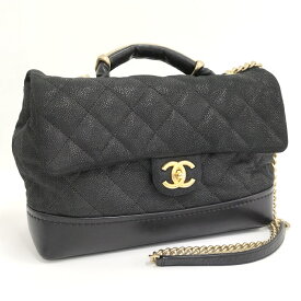 【中古】CHANEL 2WAY チェーン ショルダーバッグ マトラッセ キャビアスキン ブラック