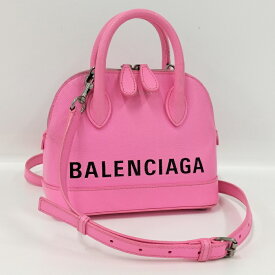 【中古】BALENCIAGA 2WAYショルダーバック ヴィルトップ ピンク レザー 550646