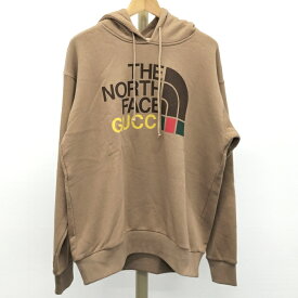 【中古】THE NORTH FACE GUCCIコラボレーション パーカー コットン ブラウン 表記サイズXS