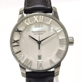 【中古】TIFFANY&Co. アトラス ドーム レディース 腕時計 自動巻き レザー SS ホワイト文字盤