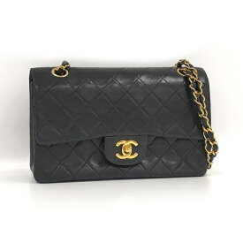 【中古】CHANEL マトラッセ23 チェーン ショルダーバッグ ダブルフラップ ラムスキン レザー ブラック A01113