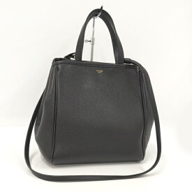 【中古】CELINE クロスフォードカバ 2WAY トートバッグ ハンドバッグ レザー ブラック 194073