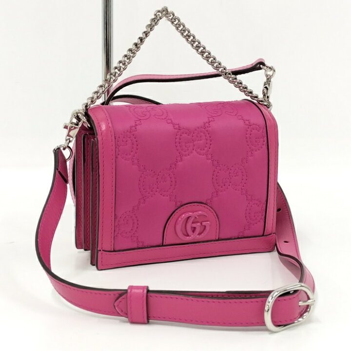 楽天市場】GUCCI ショルダーバック ロゴ GG レザー ナイロン ピンク  
