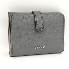 【中古】BALLY 三つ折り財布 レザー グレー