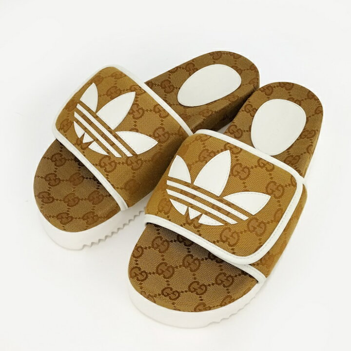 楽天市場】GUCCI adidas コラボ プラットフォーム サンダル GG 
