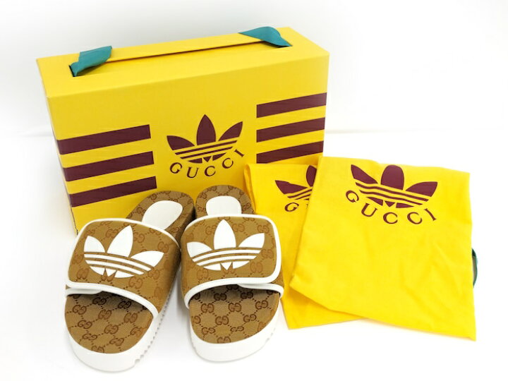楽天市場】GUCCI adidas コラボ プラットフォーム サンダル GG 