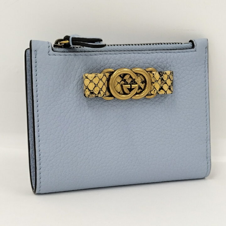 楽天市場】GUCCI 二つ折り 財布 レザー ライトブルー 750459【中古  