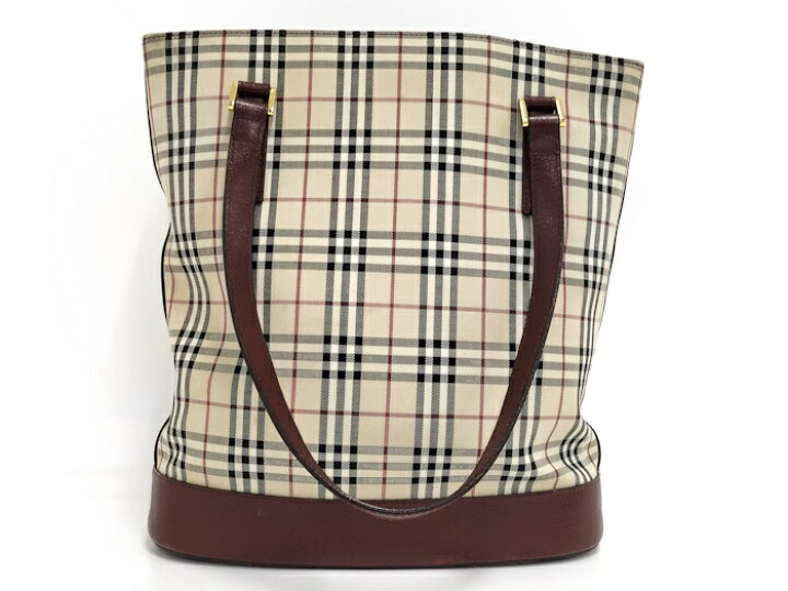 楽天市場】BURBERRY トートバッグ ノバチェック キャンバス レザー 