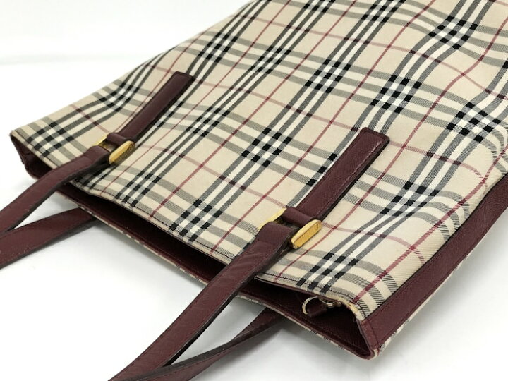 楽天市場】BURBERRY トートバッグ ノバチェック キャンバス レザー 