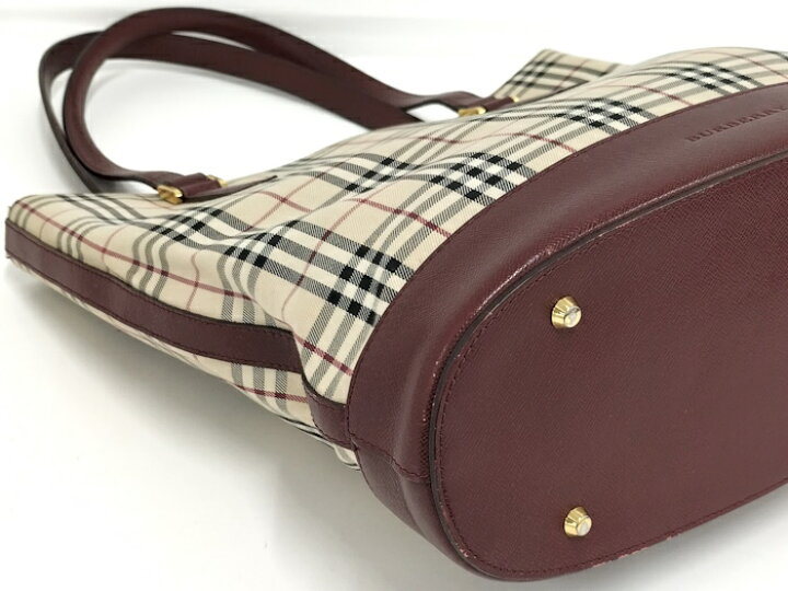 楽天市場】BURBERRY トートバッグ ノバチェック キャンバス レザー 