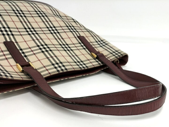 楽天市場】BURBERRY トートバッグ ノバチェック キャンバス レザー 