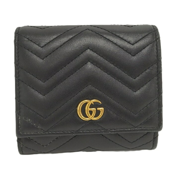 楽天市場】GUCCI 二つ折り財布 GGマーモント レザー ブラック 598629  