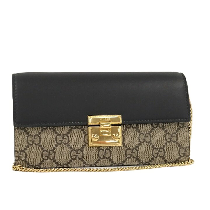 楽天市場】GUCCI チェーン ウォレット GGスプリーム レザー グレー系  