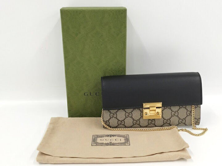 楽天市場】GUCCI チェーン ウォレット GGスプリーム レザー グレー系  