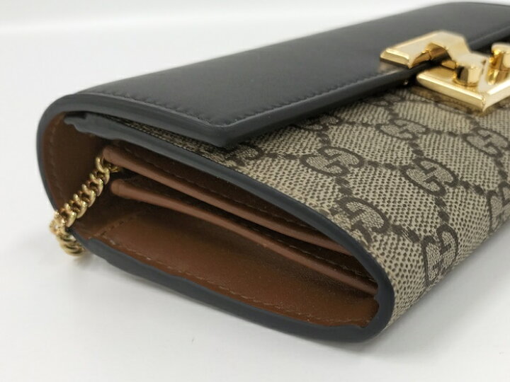 楽天市場】GUCCI チェーン ウォレット GGスプリーム レザー グレー系  