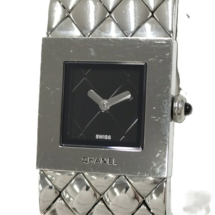 楽天市場】CHANEL 腕時計 マトラッセ クオーツ SS ブラック文字盤  