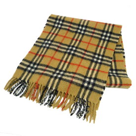 【中古】BURBERRY マフラー カシミア 100％ ブラウン系 ノバチェック