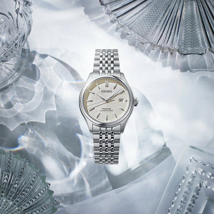 SEIKO PRESAGE 自動巻き時計 シルバー 文字盤ホワイト 美品