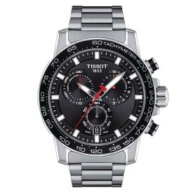 正規品TISSOT　ティソ　スーパースポーツクロノ「SUPERSPORT CHRONO」電池式クォーツ　1/10秒測定可能　45.5ミリケース　10気圧防水　ブラック文字盤　ステンレスバンド【T1256171105100】